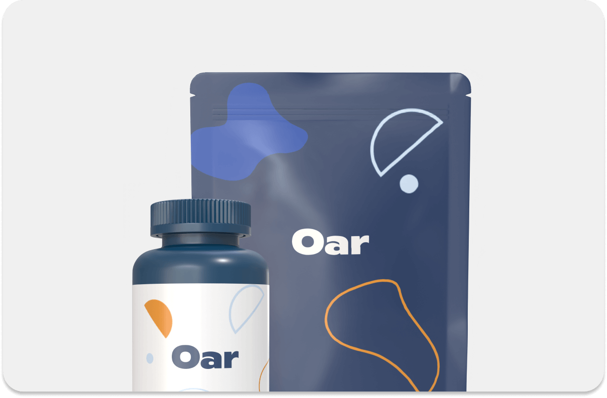 Oar medication bottle in Oar packaging